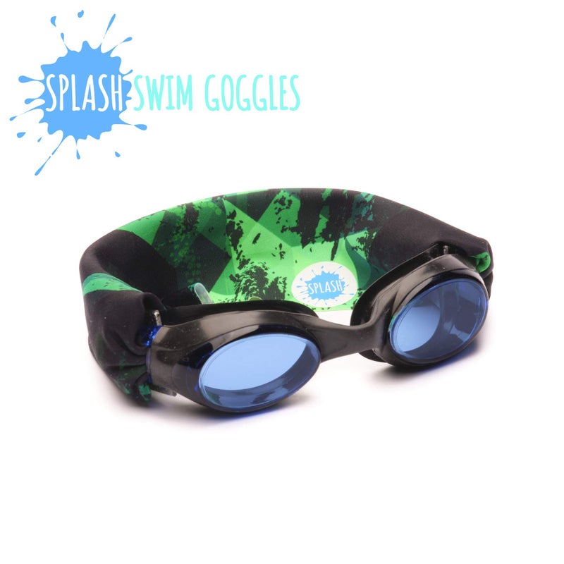Splash Place KIDS SWIM GOGGLES with Fabric Strap | Tangle-Free Swimming Goggles for Kids (GREEN FUSION) - Image 2